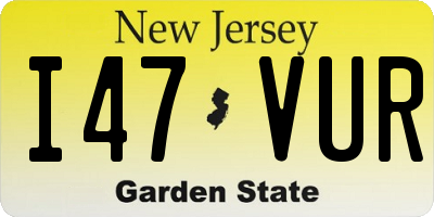 NJ license plate I47VUR