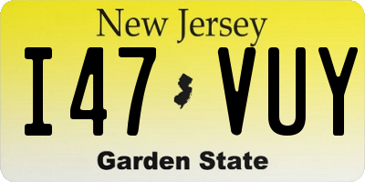 NJ license plate I47VUY