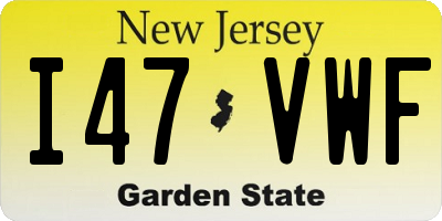 NJ license plate I47VWF