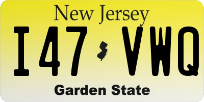 NJ license plate I47VWQ