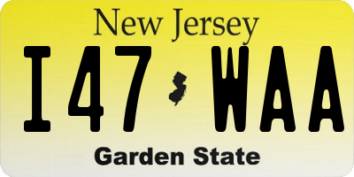 NJ license plate I47WAA