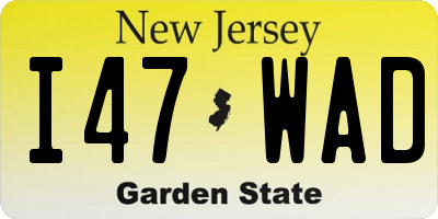 NJ license plate I47WAD