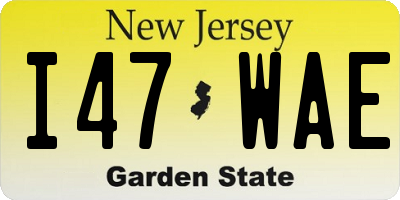 NJ license plate I47WAE