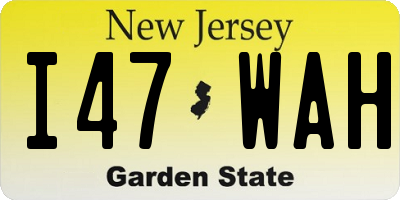 NJ license plate I47WAH