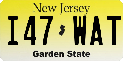 NJ license plate I47WAT