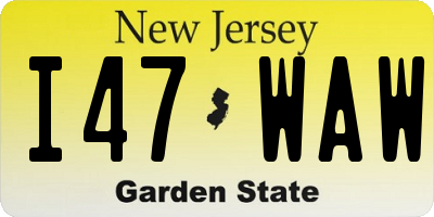 NJ license plate I47WAW