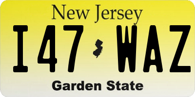NJ license plate I47WAZ