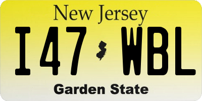 NJ license plate I47WBL