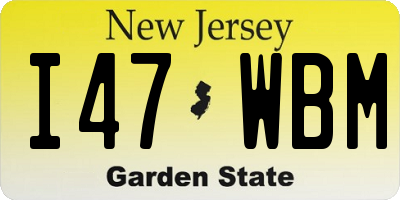 NJ license plate I47WBM