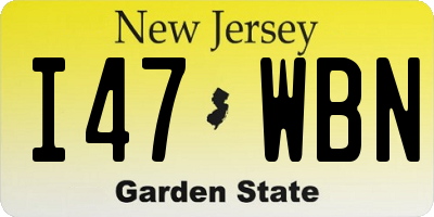 NJ license plate I47WBN