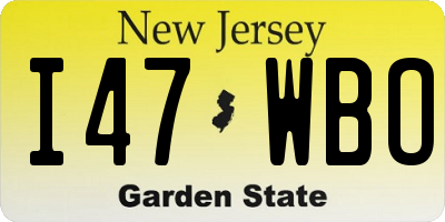 NJ license plate I47WBO