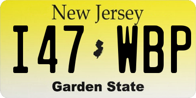 NJ license plate I47WBP