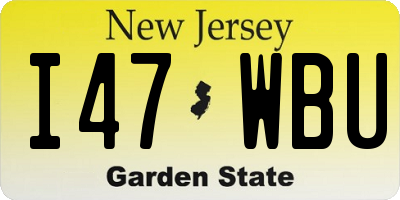 NJ license plate I47WBU