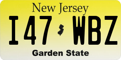 NJ license plate I47WBZ