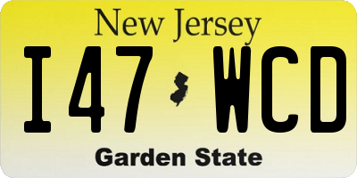 NJ license plate I47WCD