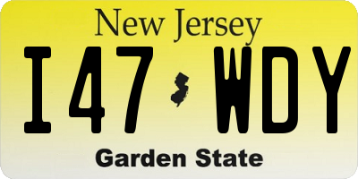 NJ license plate I47WDY
