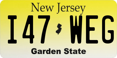 NJ license plate I47WEG