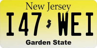 NJ license plate I47WEI