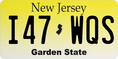 NJ license plate I47WQS