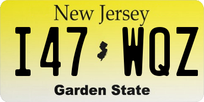 NJ license plate I47WQZ