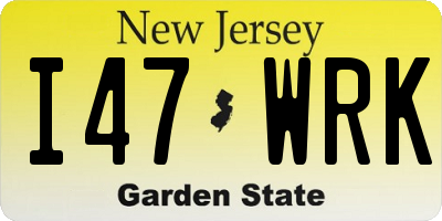 NJ license plate I47WRK