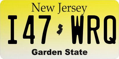 NJ license plate I47WRQ