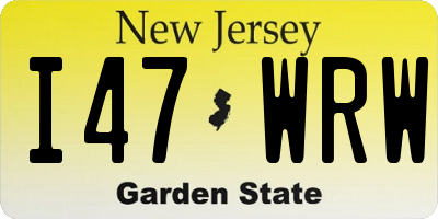NJ license plate I47WRW