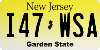 NJ license plate I47WSA