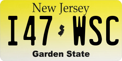 NJ license plate I47WSC