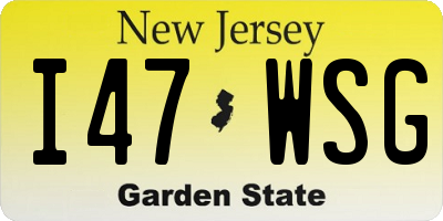 NJ license plate I47WSG