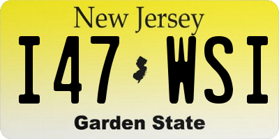 NJ license plate I47WSI