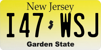 NJ license plate I47WSJ