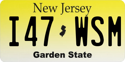 NJ license plate I47WSM