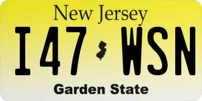 NJ license plate I47WSN