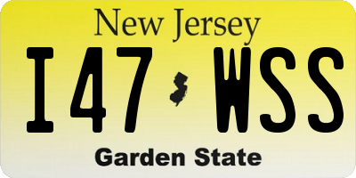 NJ license plate I47WSS