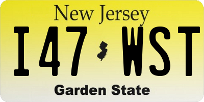 NJ license plate I47WST