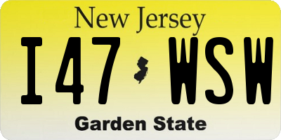 NJ license plate I47WSW