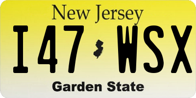 NJ license plate I47WSX