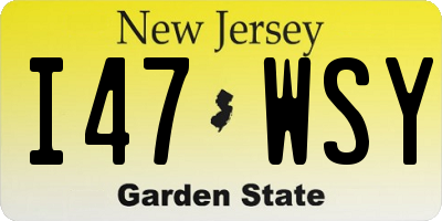 NJ license plate I47WSY