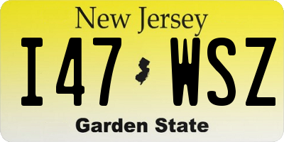 NJ license plate I47WSZ
