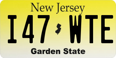 NJ license plate I47WTE