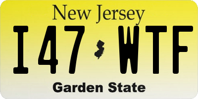 NJ license plate I47WTF