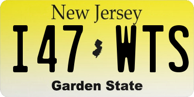 NJ license plate I47WTS