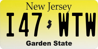 NJ license plate I47WTW