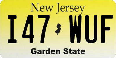 NJ license plate I47WUF