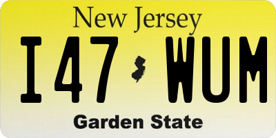NJ license plate I47WUM