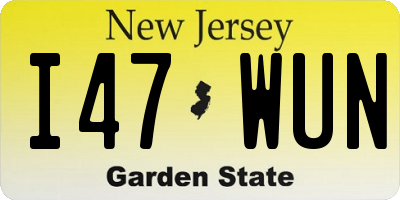 NJ license plate I47WUN