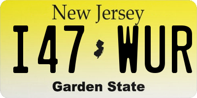 NJ license plate I47WUR