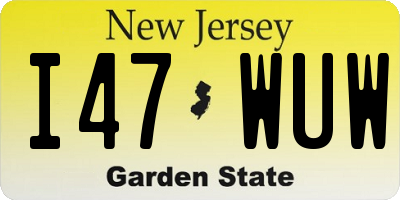 NJ license plate I47WUW