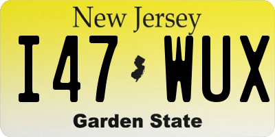 NJ license plate I47WUX